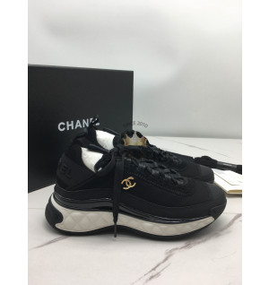 샤넬 믹스드파이버 스니커즈 블랙 금장