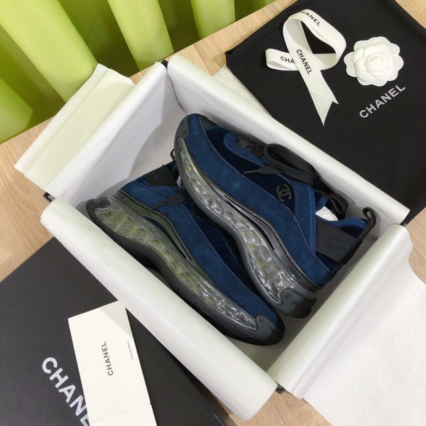 샤넬 믹스드파이버 스니커즈 에어솔 네이비 블랙로고