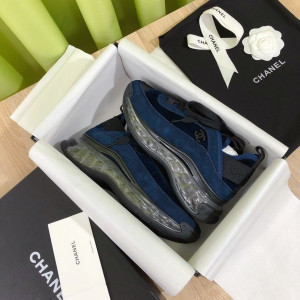 샤넬 믹스드파이버 스니커즈 에어솔 네이비 블랙로고