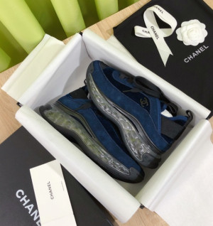 샤넬 믹스드파이버 스니커즈 에어솔 네이비 블랙로고