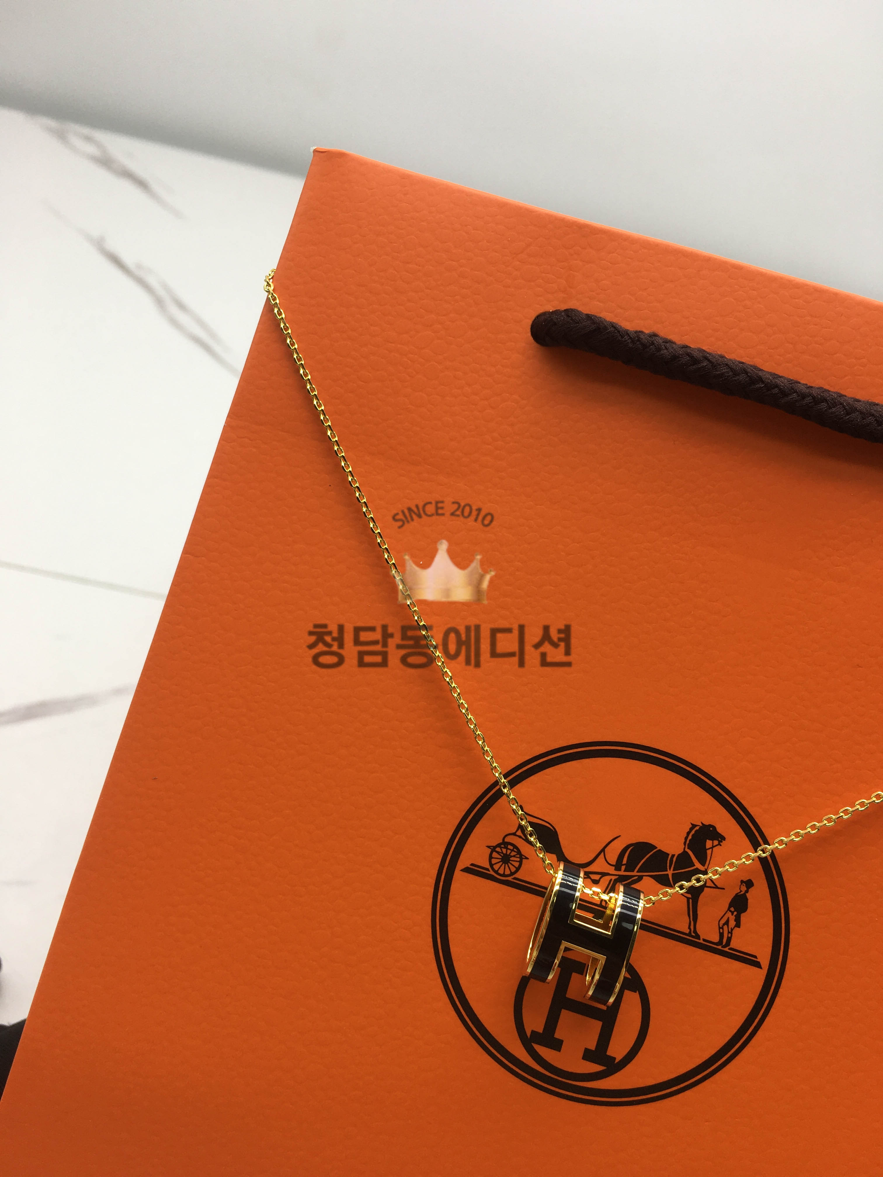 에르메스 팝아슈 목걸이 (컬러 로즈골드, 옐로우골드)