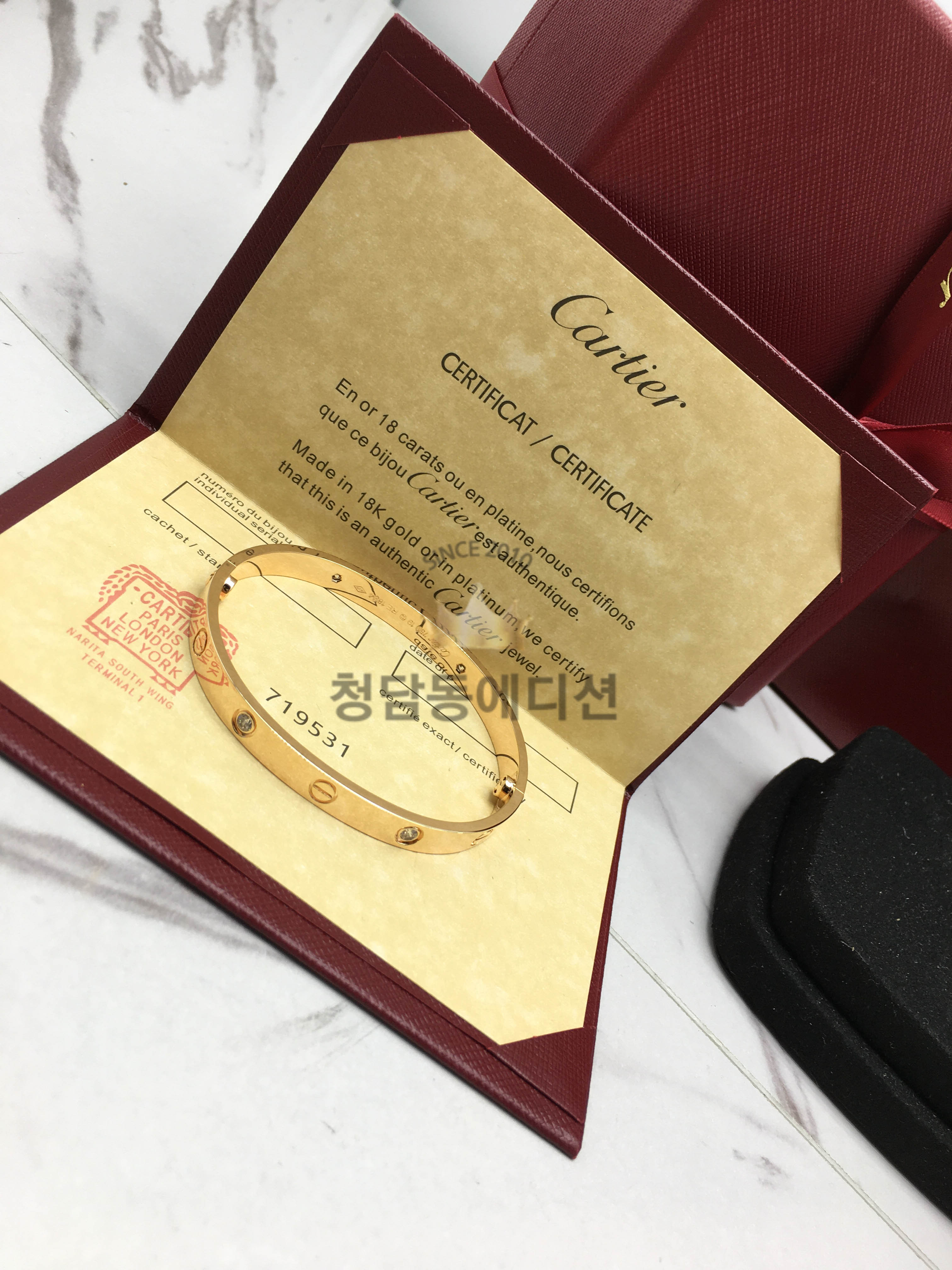 까르띠에 러브 팔찌 4다이아 큐빅 (옐로우골드/화이트골드/로즈골드 3COLOR)