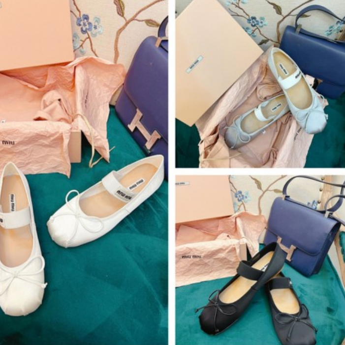 미우미우 발레리나 플랫 (블랙,실버,실버그레이,화이트 4color)