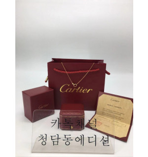 까르띠에 더블 러브링 큐빅 목걸이 (컬러 옐로우골드)