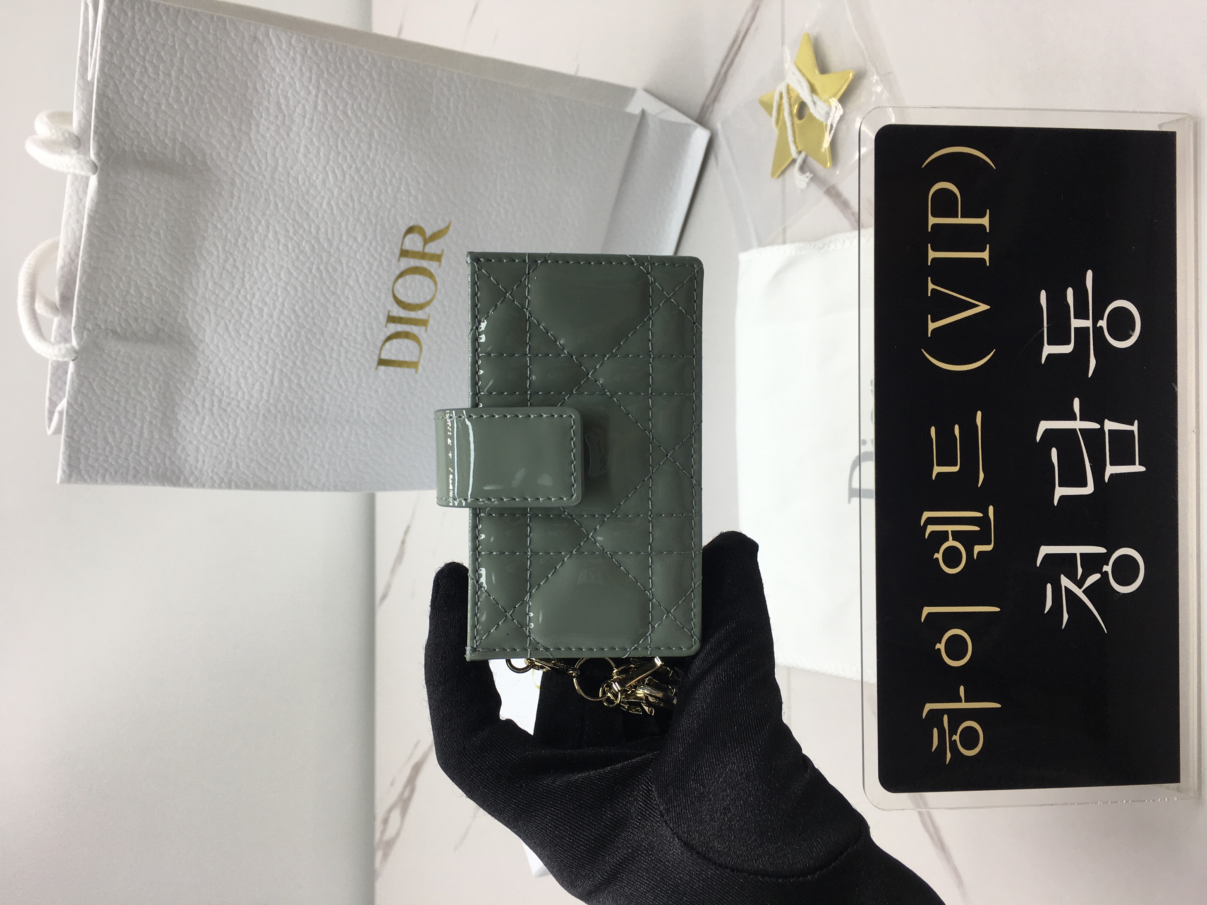 디올 까나쥬 페이던트 아코디언 카드지갑