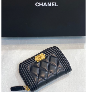 샤넬 보이 램스킨 지퍼 카드지갑