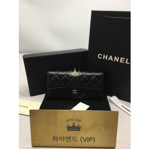 샤넬 클래식 램스킨 플랩 장지갑 은장