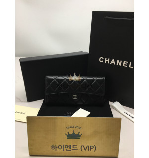샤넬 클래식 램스킨 플랩 장지갑 은장