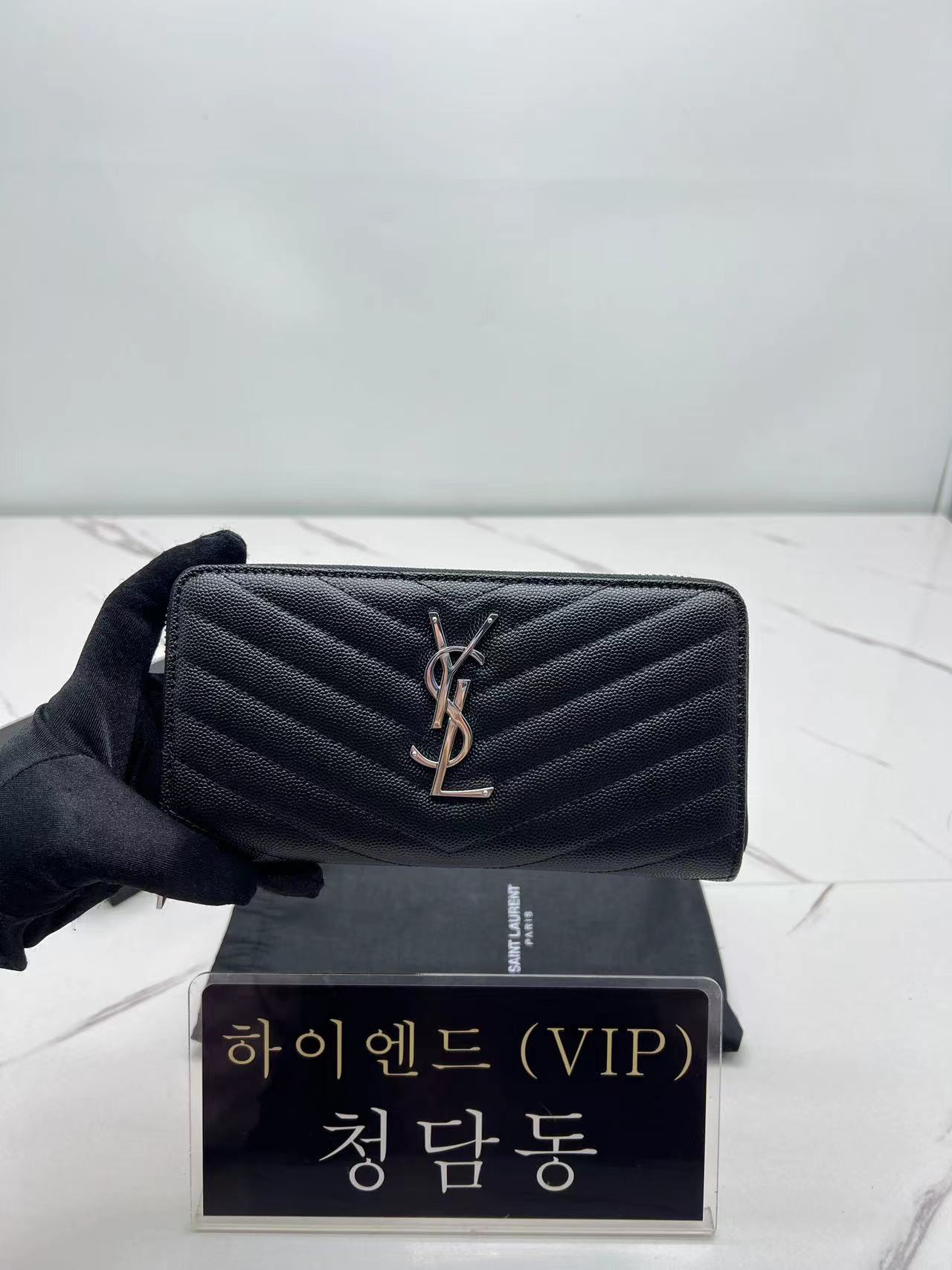 생로랑 모노그램 마틀라세 지퍼 장지갑 358094