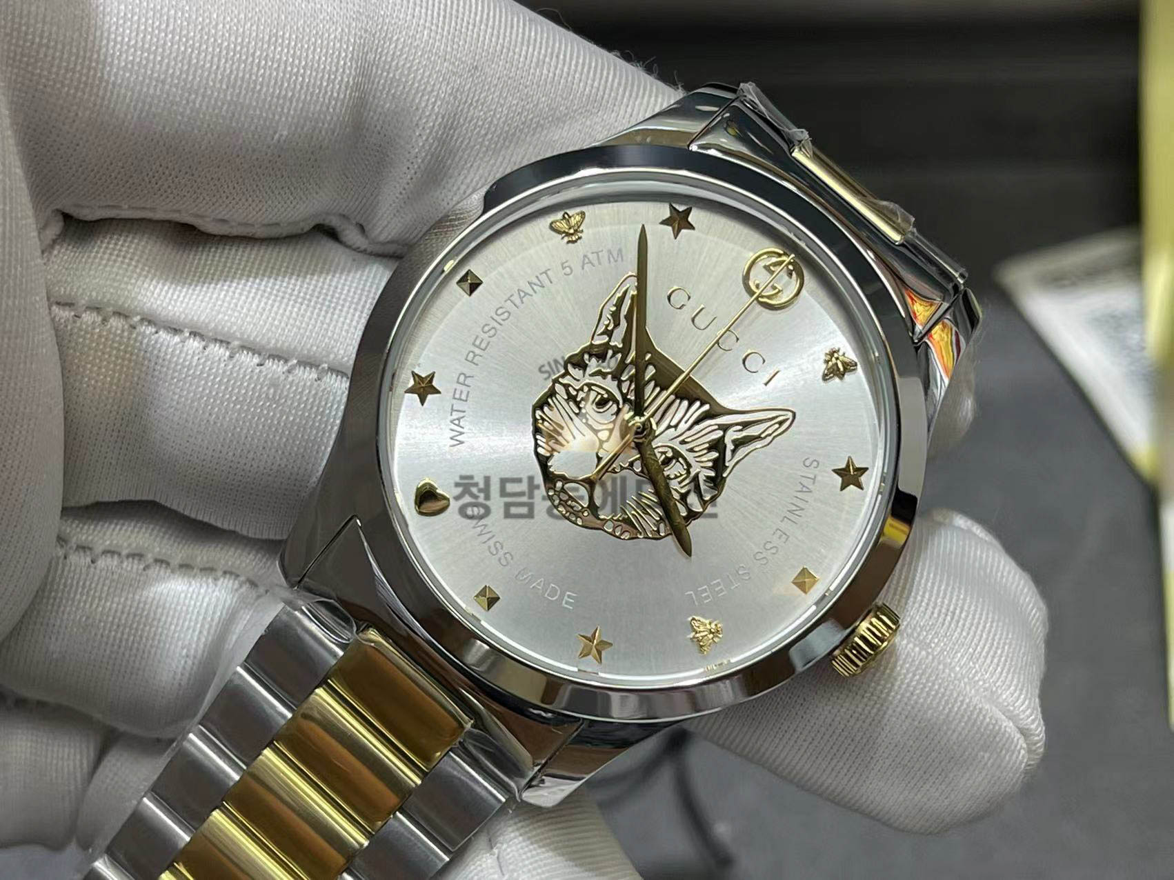 구찌 캣츠 시계 콤비 (38mm,28mm)