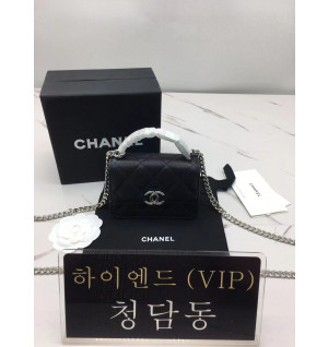 샤넬 22SS 탑핸들 코코 레터링 체인백 캐비어 은장