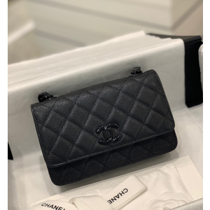 샤넬 클래식 WOC 블랙 코팅 버클 체인 월릿