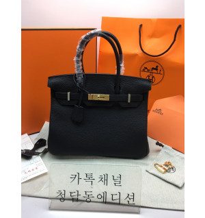 에르메스 버킨 반수공 (컬러 누아 금장)