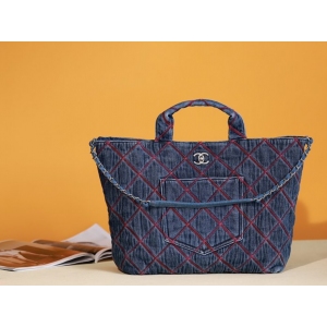 샤넬 22C 코코 데님 비치 쇼퍼백
