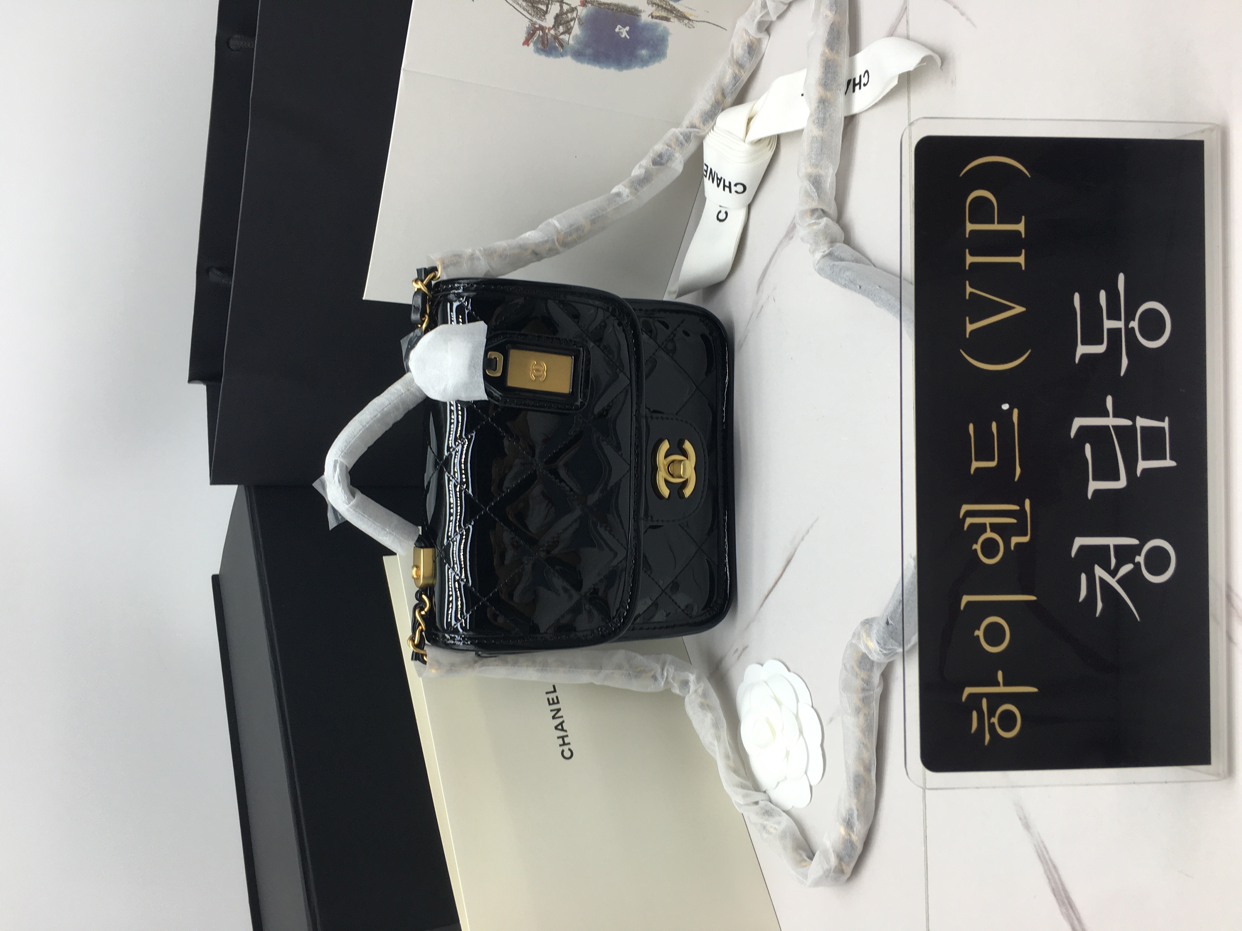 샤넬 22K 스몰 탑핸들 페이던트 플랩백