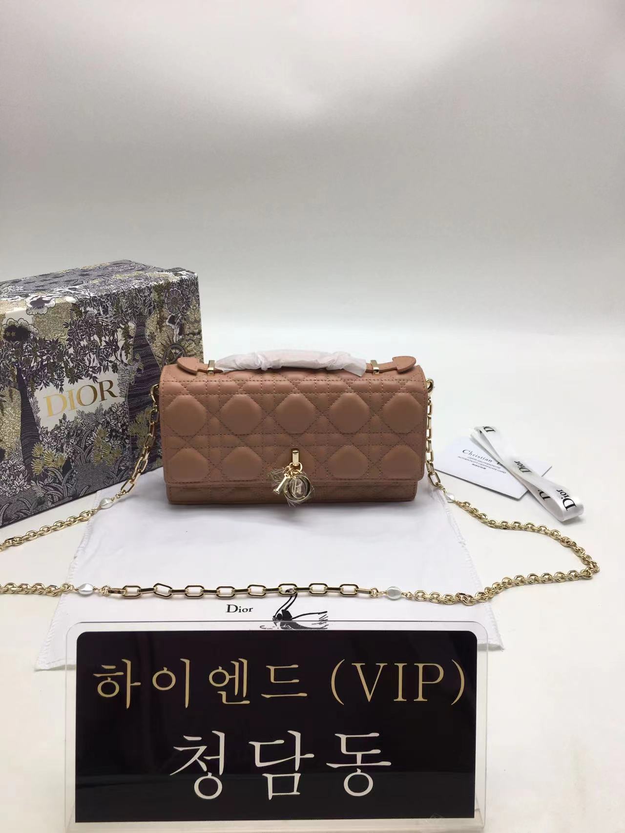 디올 레이디 탑 핸들 클러치 (컬러 핑크)