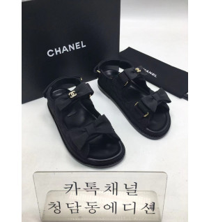 샤넬 리본 벨크로 샌들