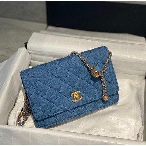 샤넬 22C  데님 골드볼 WOC