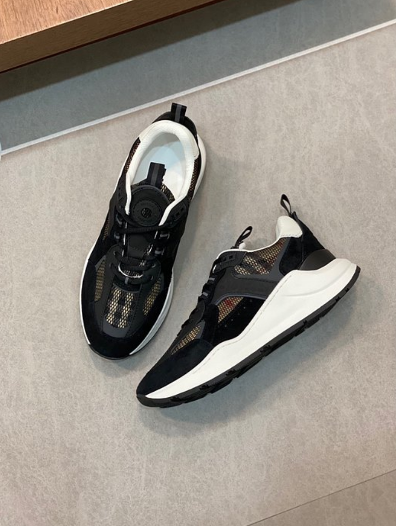 버버리 bbr 체크 레더 스니커즈 (남성용)