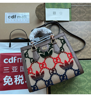 구찌 GG x ADIDAS 콜라보 다이애나 스몰 토트백 660195