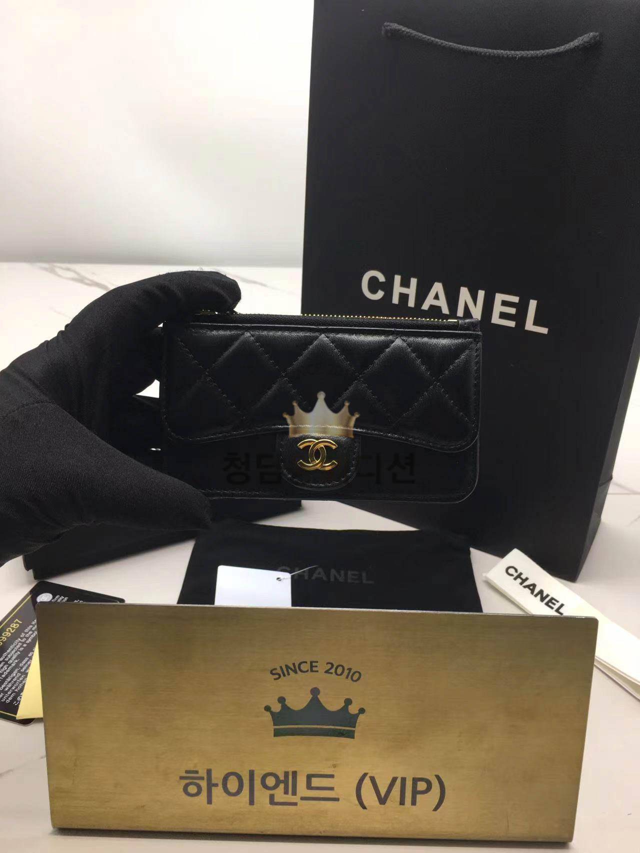 샤넬 클래식 램스킨 지퍼 코인 카드홀더