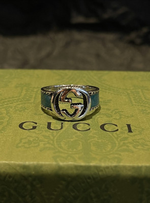 구찌 gucci 인터로킹 더블 G 그린 반지