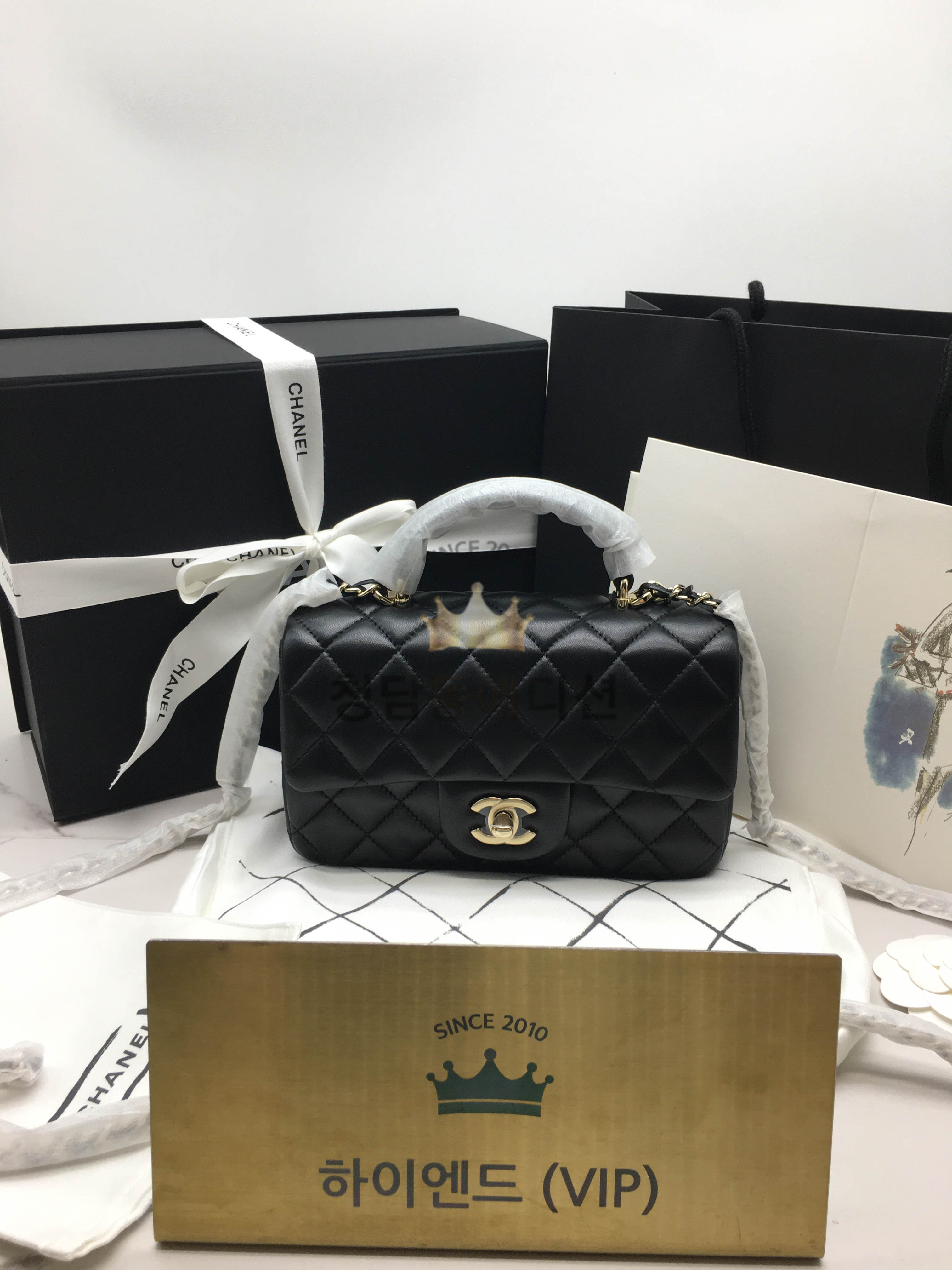 샤넬 탑핸들 뉴미니 플랩백 램스킨