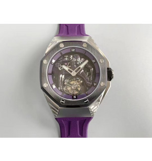 오데마피게 로얄오크 컨셉 블랙 팬더 뚜르비옹 핸드와인드 실버 다이얼 남성용 시계