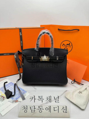 에르메스 버킨 반수공 (컬러 누아 은장)