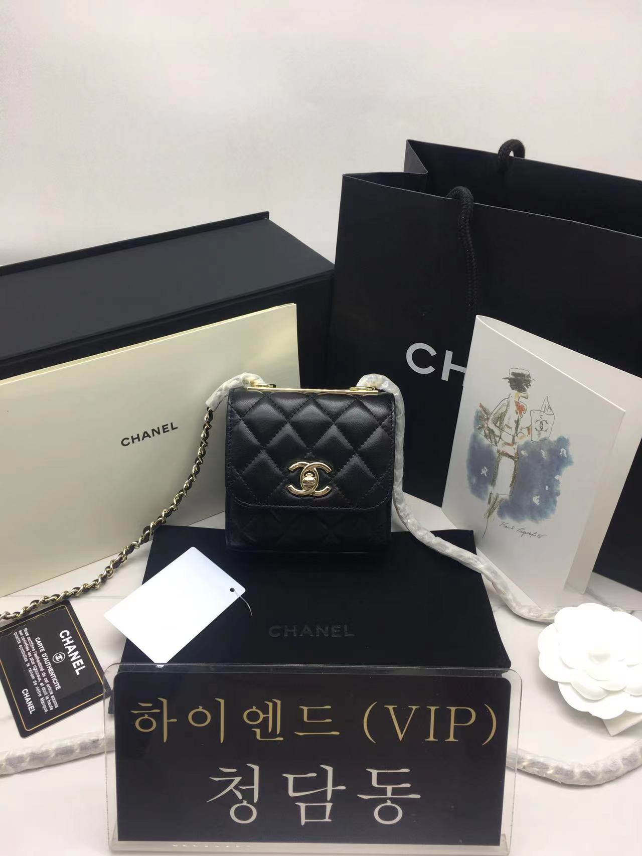 샤넬 트렌디CC미니 블랙 오리지널 램스킨