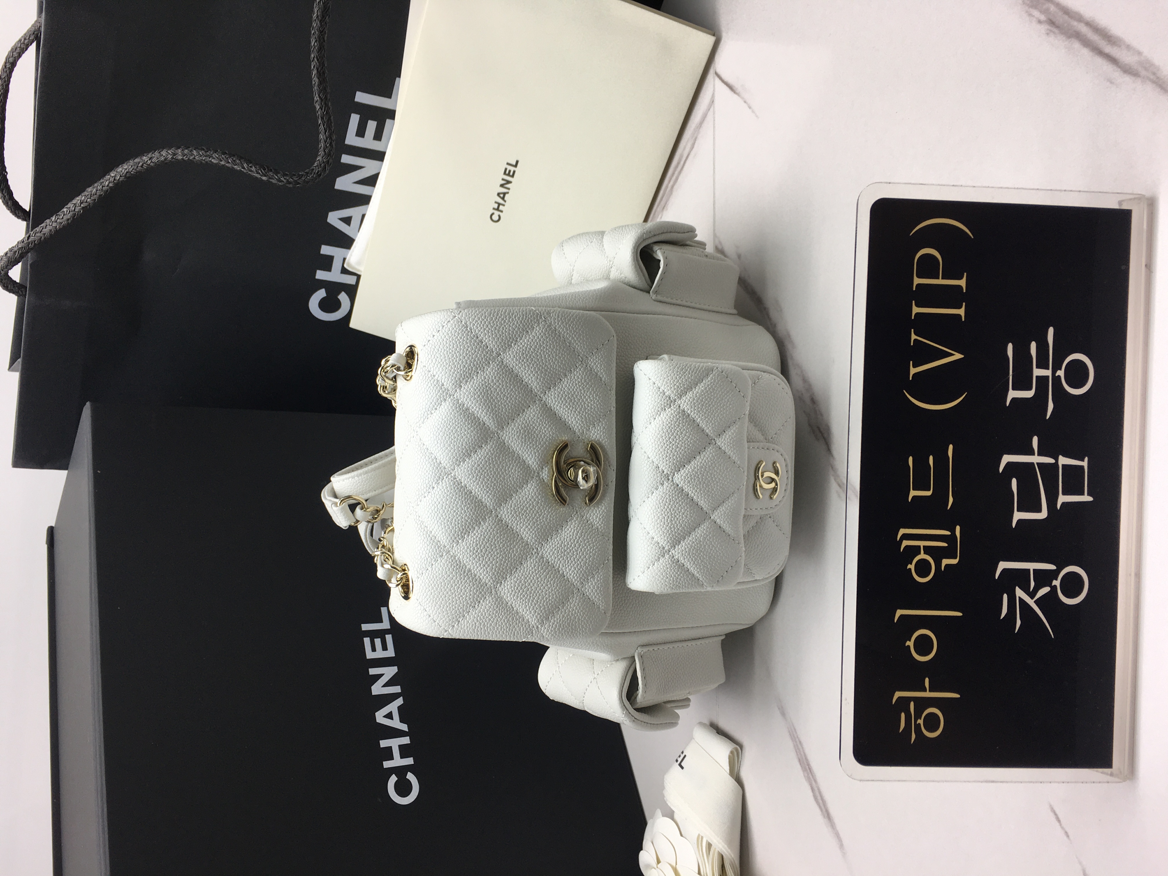 샤넬 23K 듀마 백팩 쓰리포켓 스몰 카프스킨 캐비어 (하이엔드급)