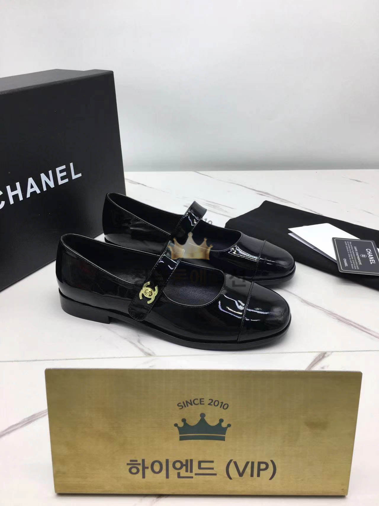 샤넬 턴락 메리제인 플랫 슈즈 (컬러 블랙 유광)