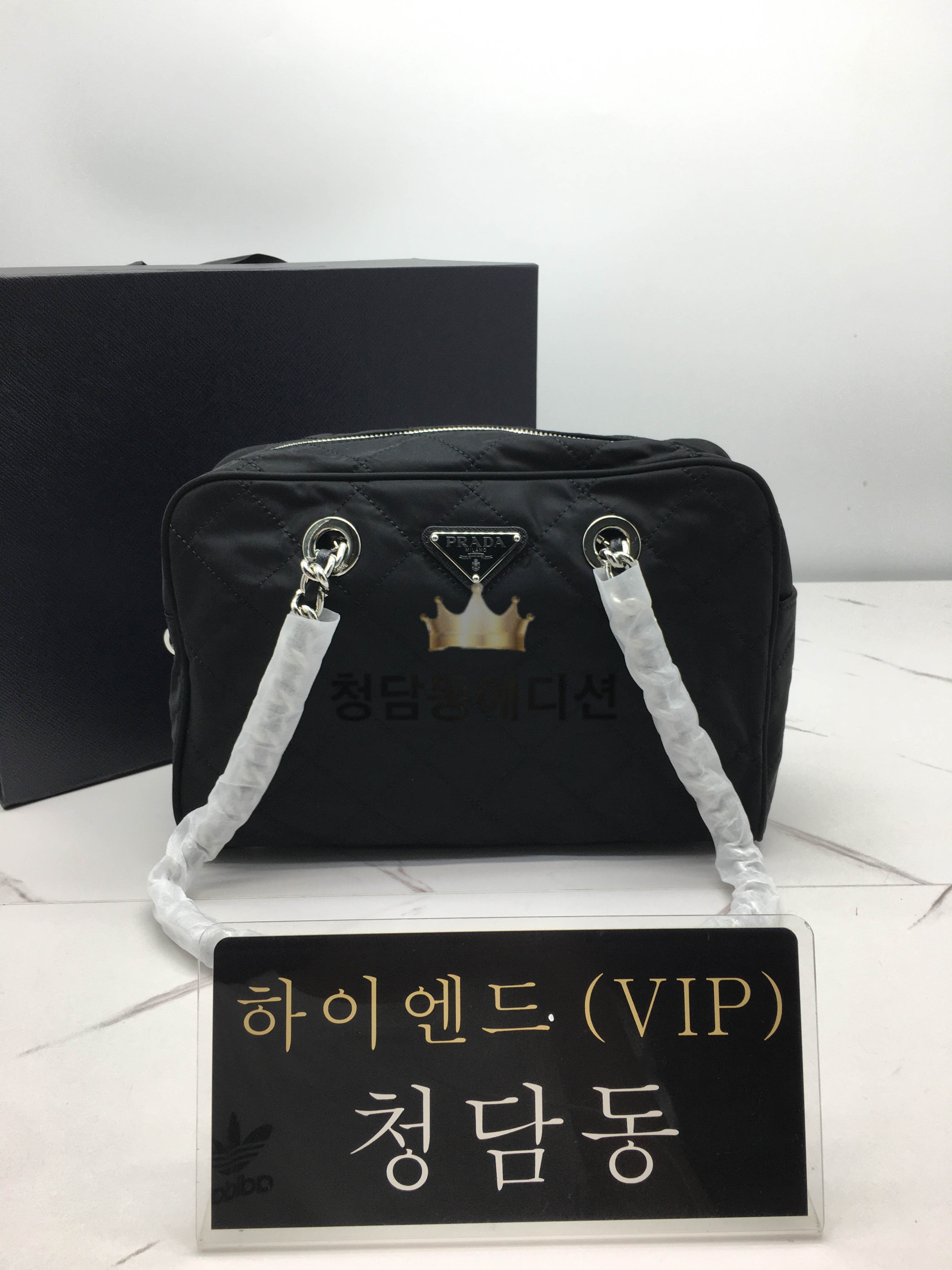 프라다 포코노 퀼팅 체인 숄더백 블랙 1BB903