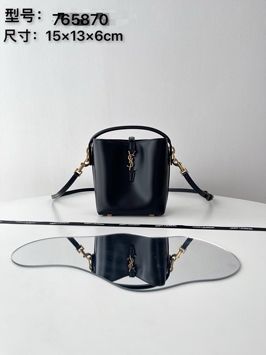 생로랑 LE37 미니 카프스킨 숄더 토트 버킷백