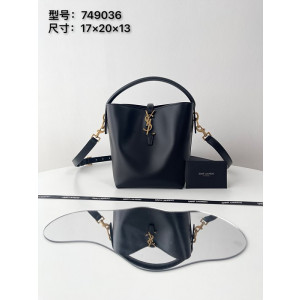 생로랑 LE37 스몰 카프스킨 숄더 토트 버킷백