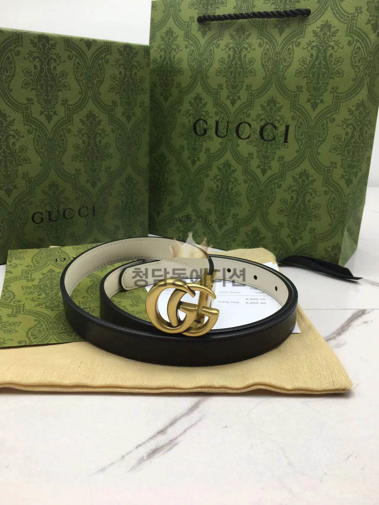 구찌 마몬트 GG 레더 벨트 2cm