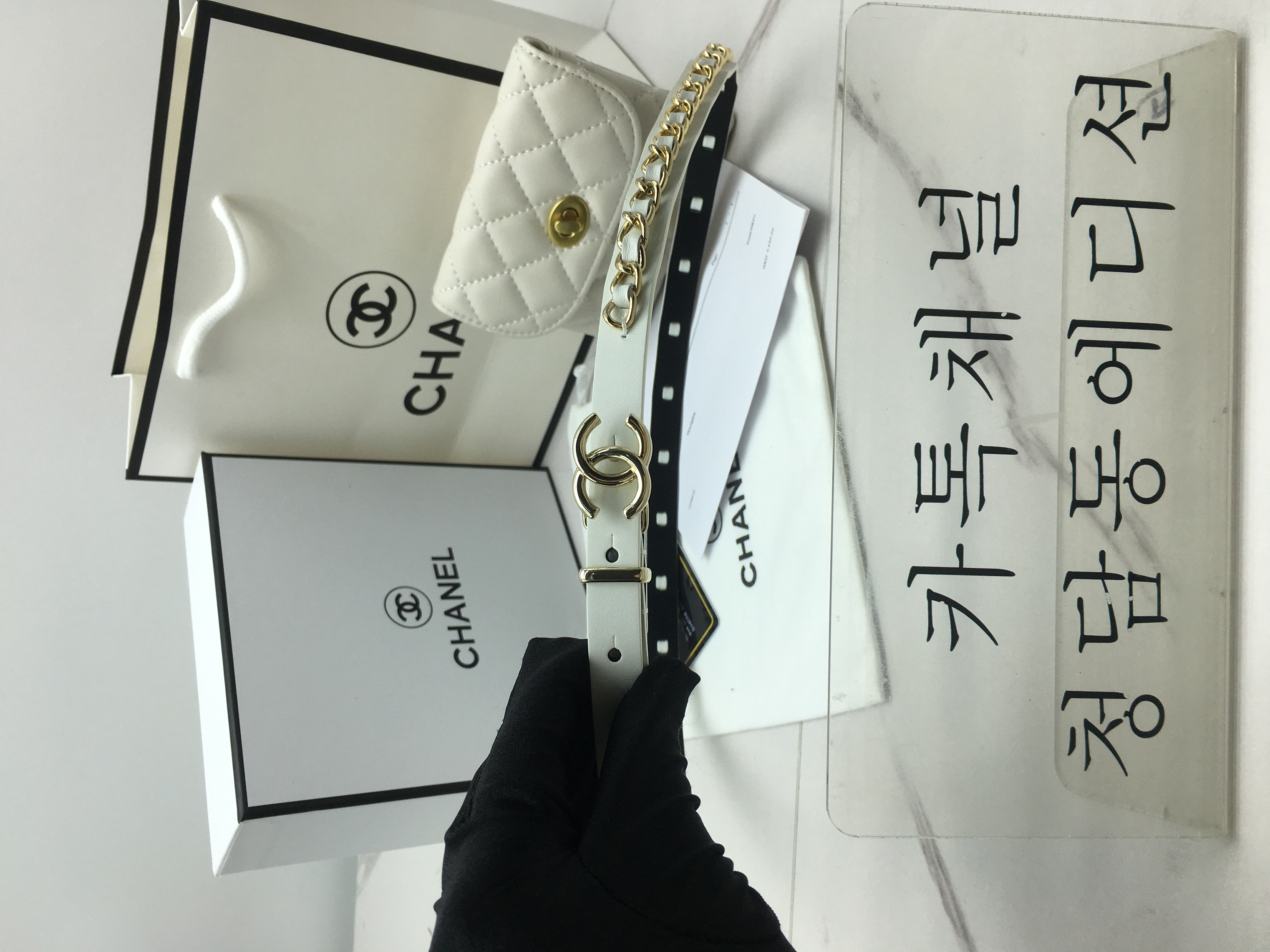 샤넬 cc 로고 체인 레더 벨트 1.5cm (upgrade ver.)