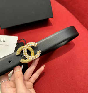 샤넬 cc 로고 펄 레더 벨트 4cm (upgrade ver.)