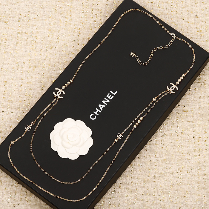 샤넬 cc 다이아 더블 레이어 목걸이 (컬러 옐로우골드)