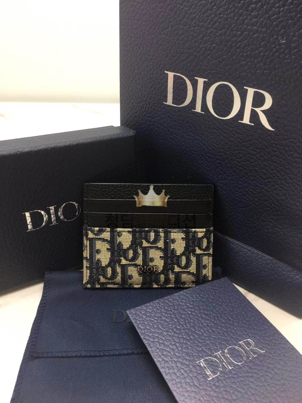 디올 오블리크 카드 홀더 (컬러 네이비)