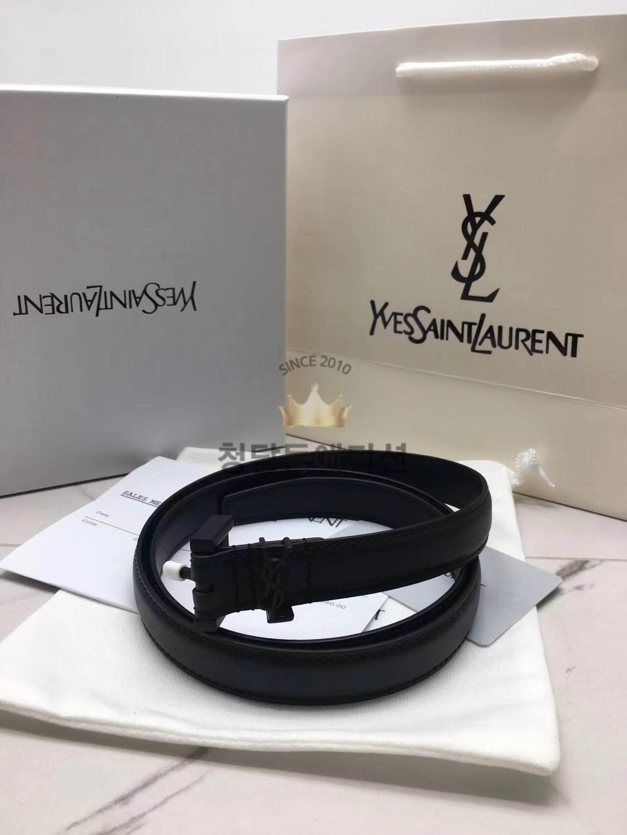 입생로랑 카산드라 벨트 2cm (올블랙)