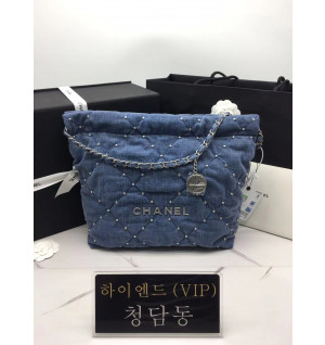 샤넬 24S 22백 스몰 스터드 데님