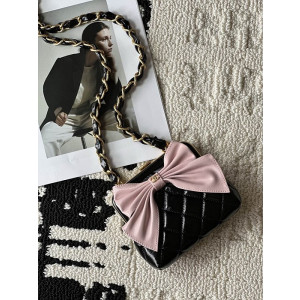 샤넬 체인 달린 리본 미니백 AP4028 블랙(핑크리본)