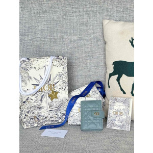 디올 카로 단델리온 카드지갑 (컬러 그레이블루)