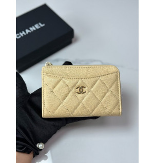 샤넬 클래식 CC로고 지퍼 카드홀더 (컬러 베이지)