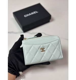 샤넬 클래식 CC로고 지퍼 카드홀더 (컬러 스카이블루)