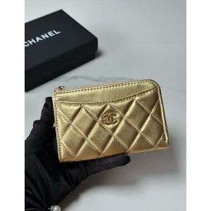 샤넬 클래식 CC로고 지퍼 카드홀더 (컬러 메탈릭골드)