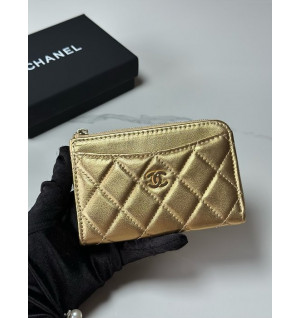 샤넬 클래식 CC로고 지퍼 카드홀더 (컬러 메탈릭골드)