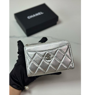 샤넬 클래식 CC로고 지퍼 카드홀더 (컬러 메탈릭실버)