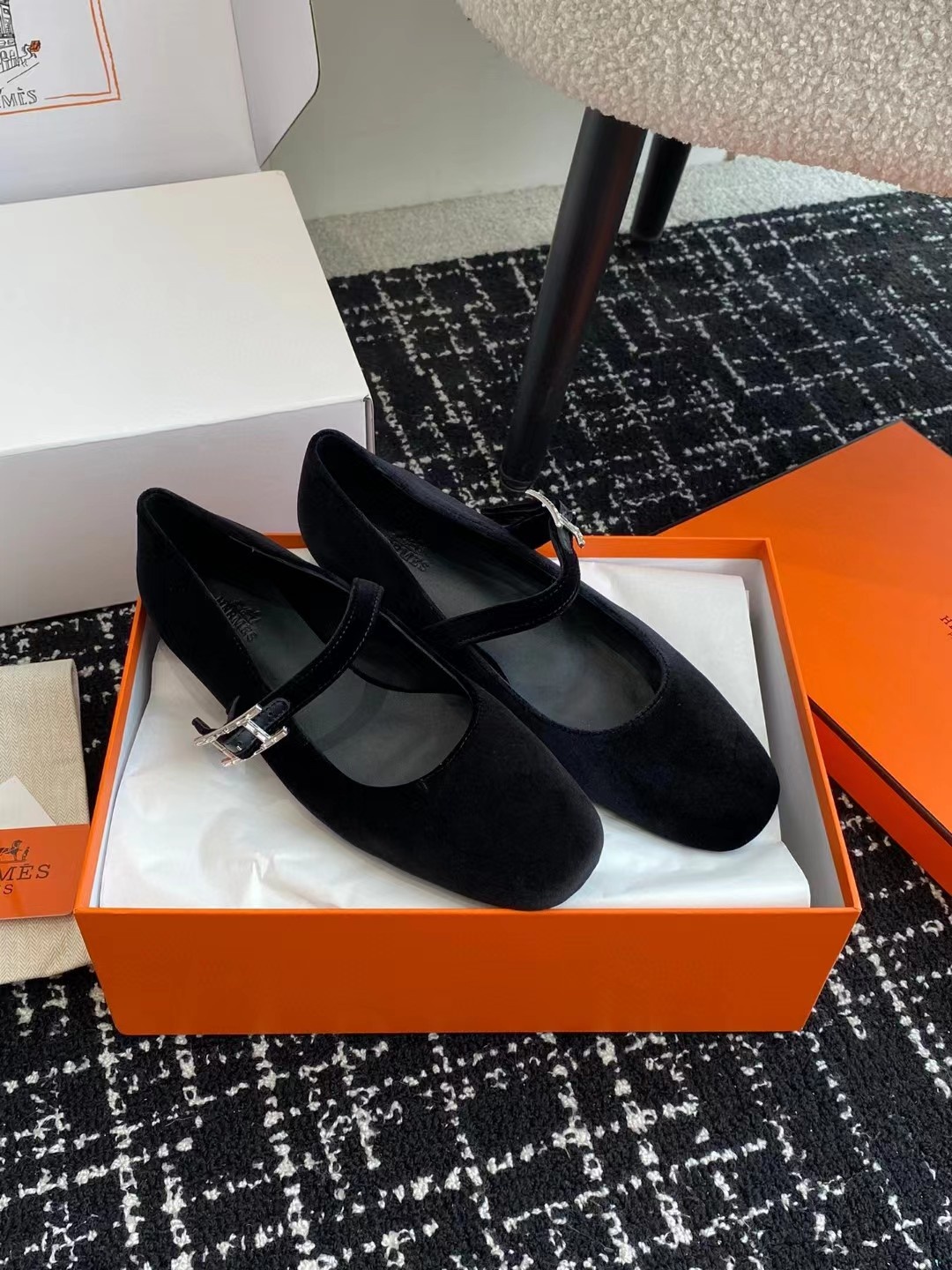 에르메스 메리제인 발렛 플랫슈즈